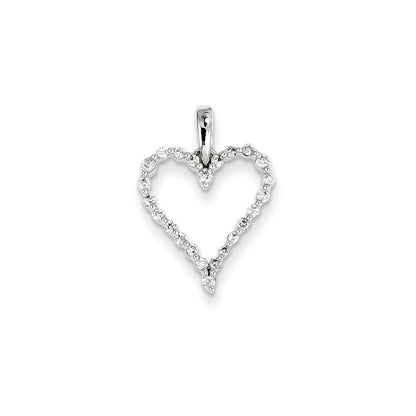 14k White Gold Real Diamond Heart Pendant