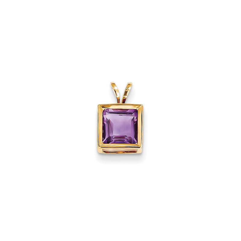 14K Yellow Gold 7mm Amethyst Bezel Pendant