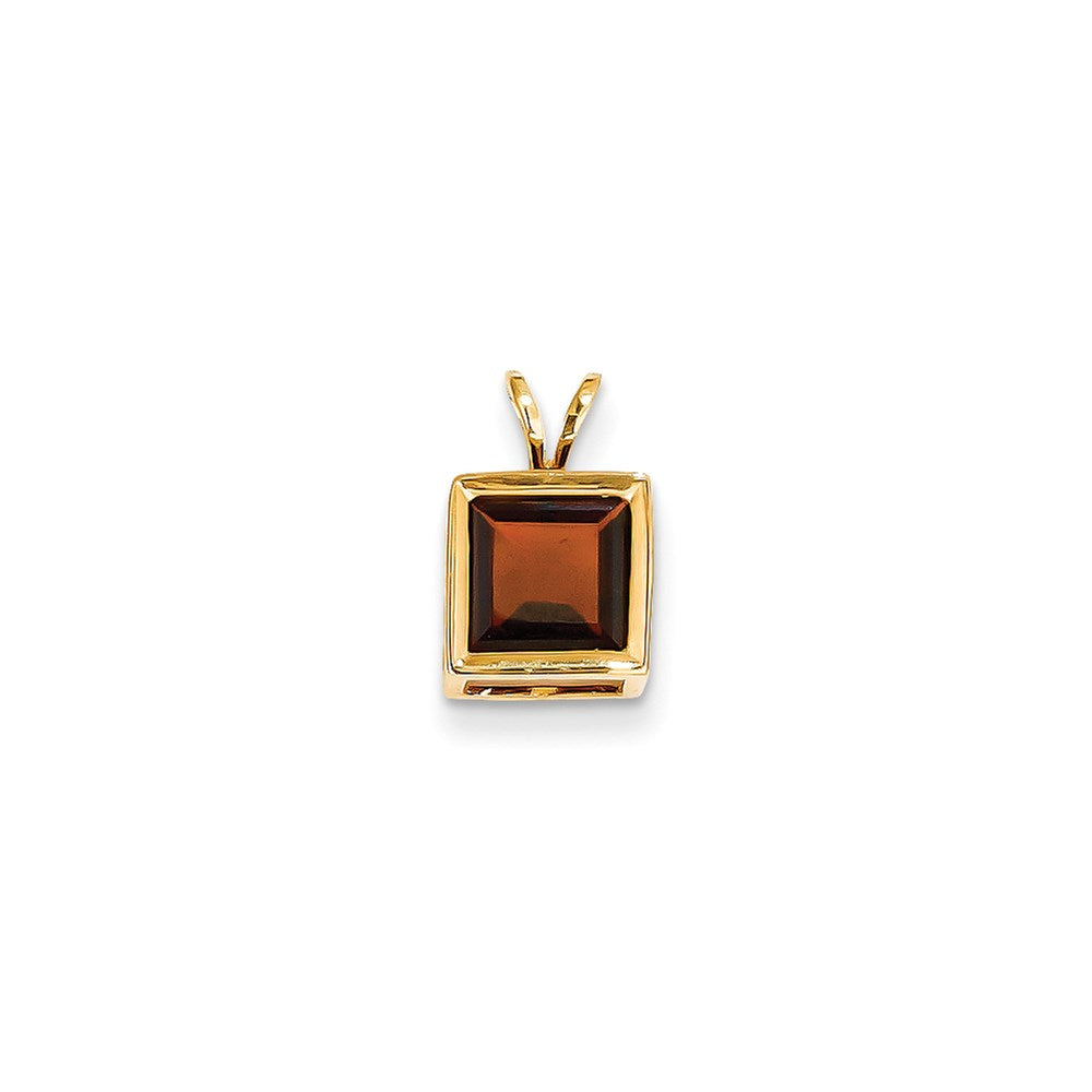 14K Yellow Gold 7mm Garnet Bezel Pendant