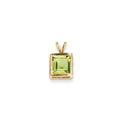 14K Yellow Gold Peridot bezel pendant