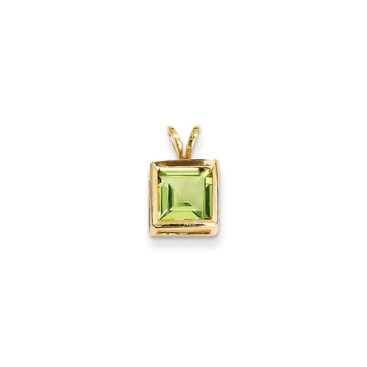 14K Yellow Gold Peridot bezel pendant