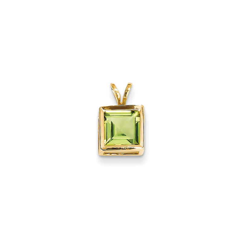 14K Yellow Gold Peridot bezel pendant