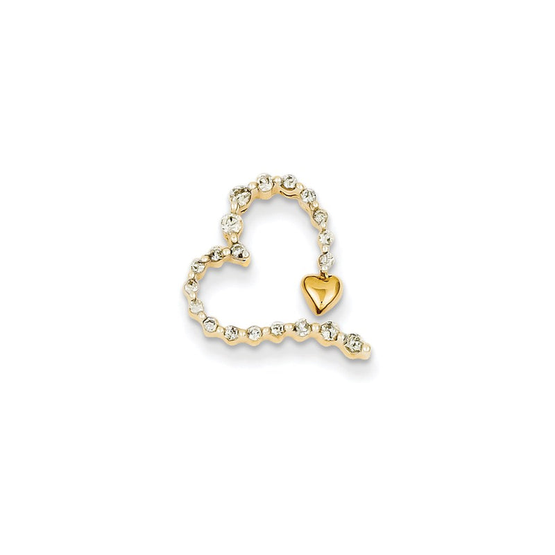 14K Yellow Gold Real Diamond Heart Slide