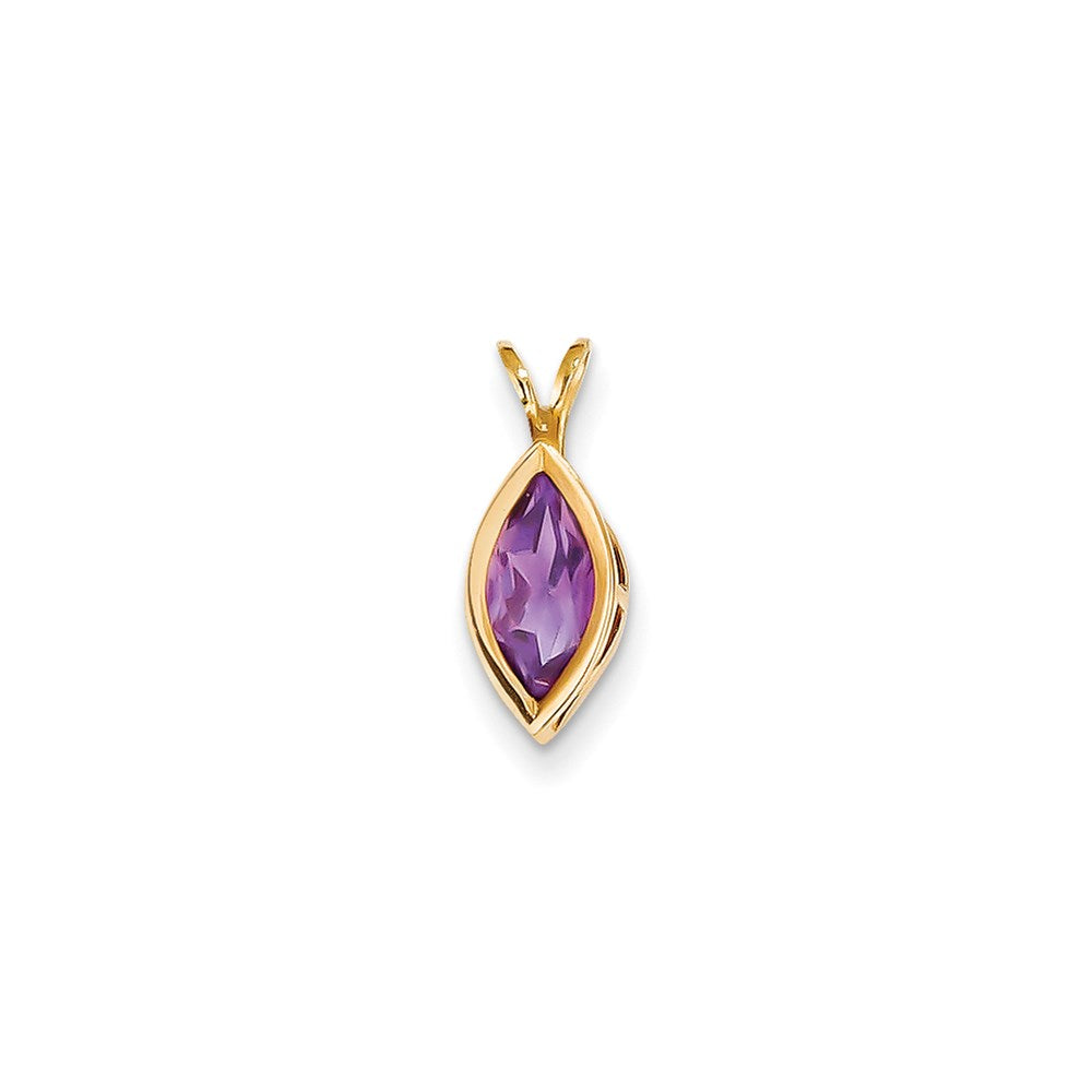 14K Yellow Gold 10x5mm Marquise Amethyst bezel pendant