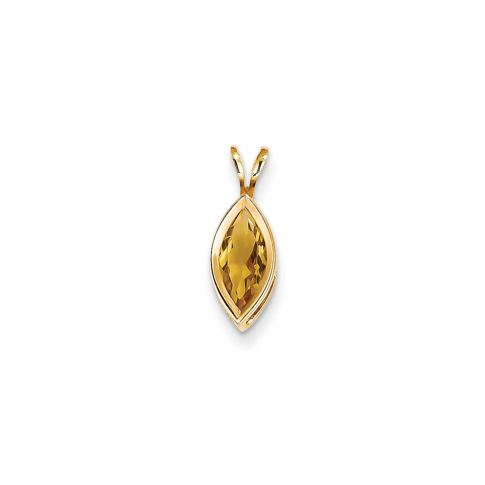 14K Yellow Gold 10x5mm Marquise Citrine bezel pendant
