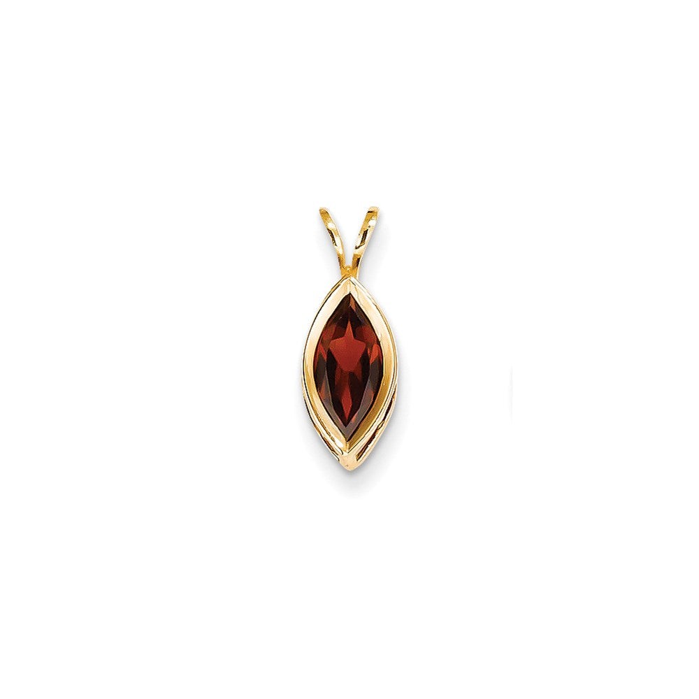 14K Yellow Gold 10x5mm Marquise Garnet bezel pendant