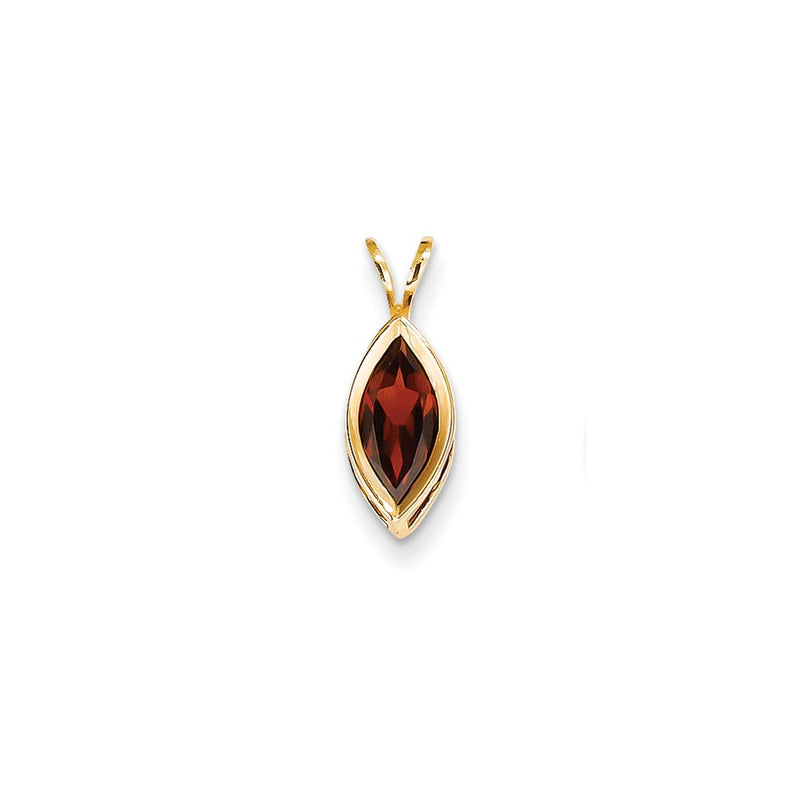 14K Yellow Gold 10x5mm Marquise Garnet bezel pendant