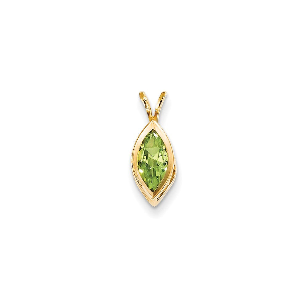 14K Yellow Gold Peridot Real Diamond bezel pendant