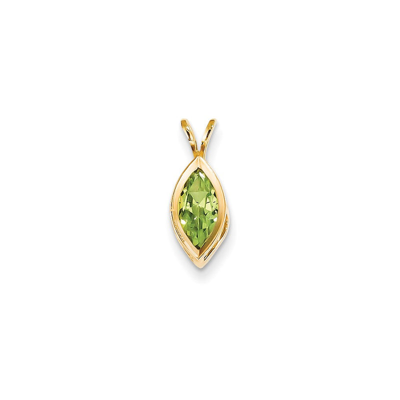 14K Yellow Gold Peridot Real Diamond bezel pendant