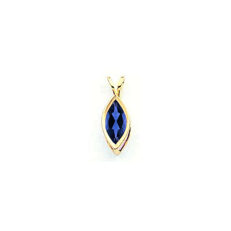 14K Yellow Gold 10x5mm Marquise Sapphire bezel pendant