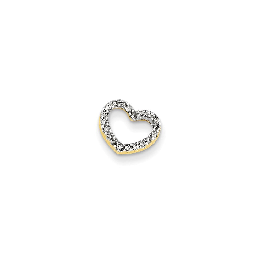 14K Yellow Gold Real Diamond Heart Slide