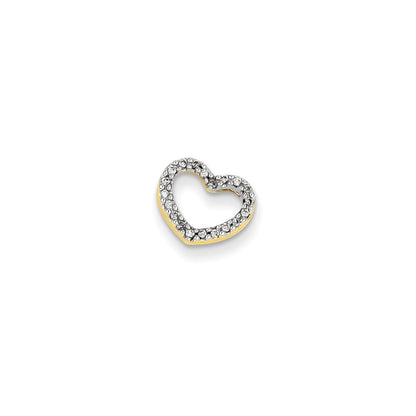 14K Yellow Gold Real Diamond Heart Slide