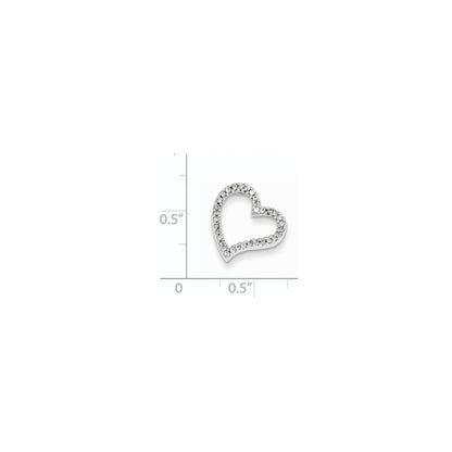 14k White Gold Real Diamond Heart Slide