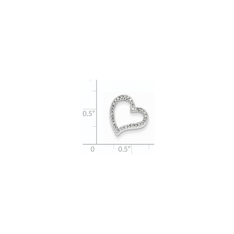 14k White Gold Real Diamond Heart Slide