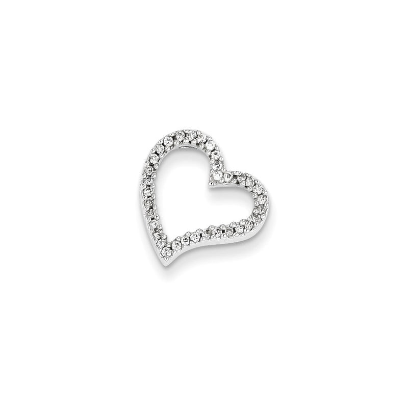 14k White Gold Real Diamond Heart Slide