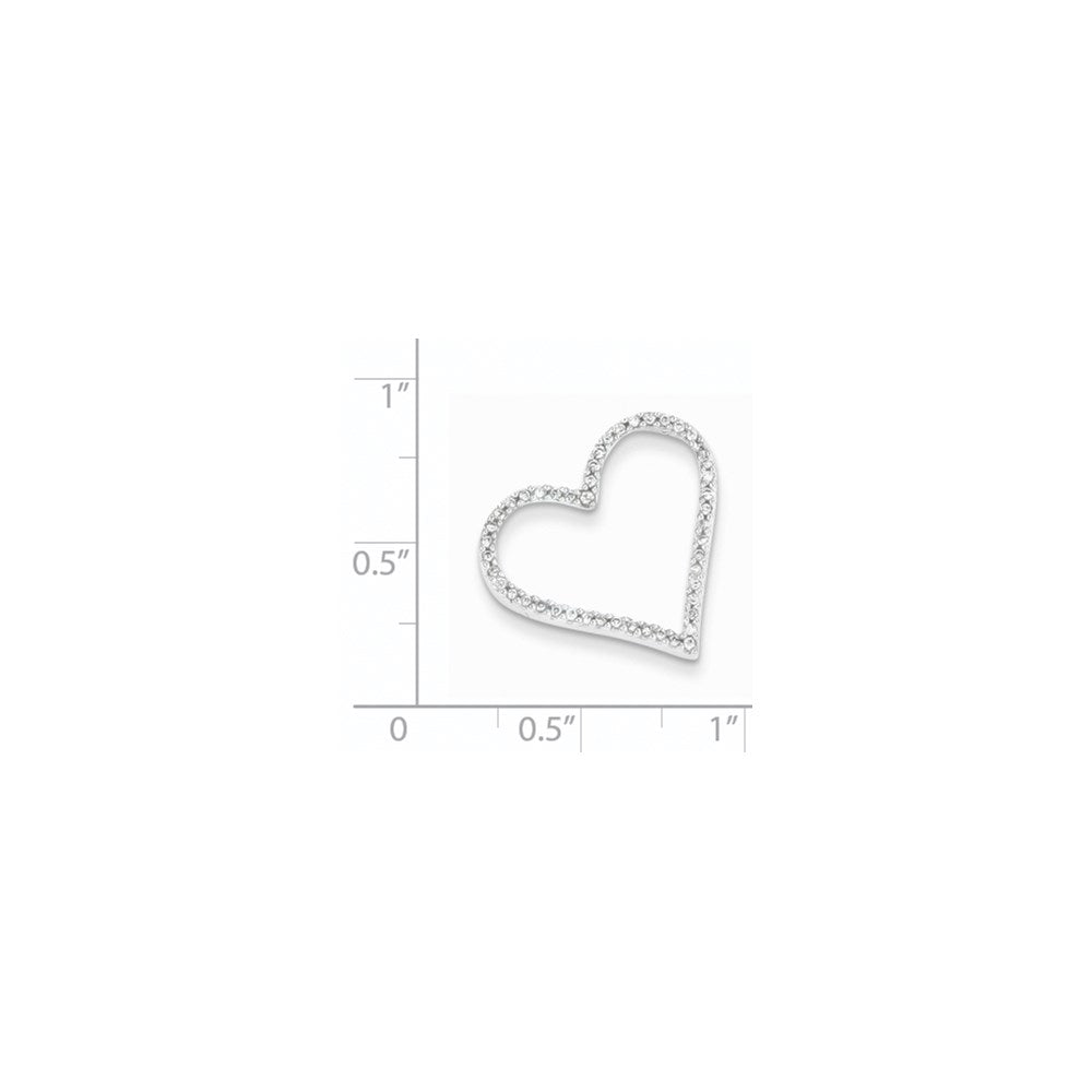 14k White Gold Real Diamond Heart Slide