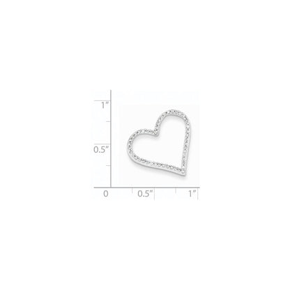 14k White Gold Real Diamond Heart Slide