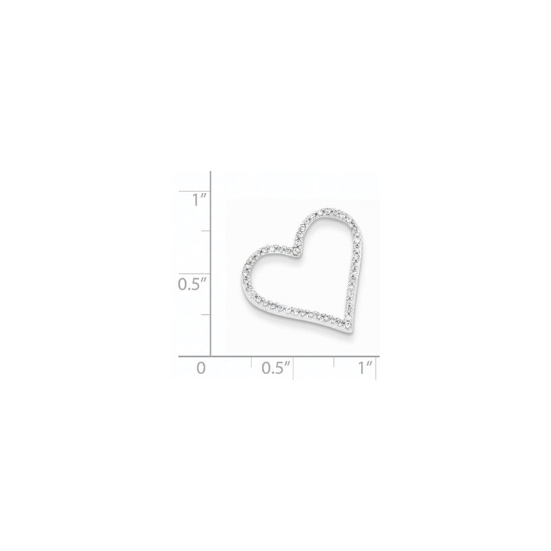 14k White Gold Real Diamond Heart Slide