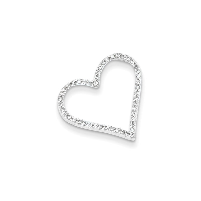 14k White Gold Real Diamond Heart Slide