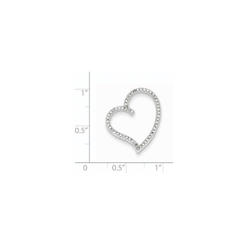 14k White Gold Real Diamond Heart Slide