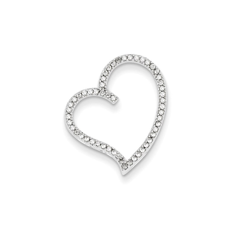 14k White Gold Real Diamond Heart Slide