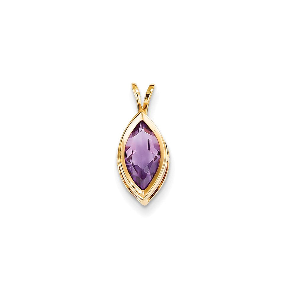 14K Yellow Gold 12x6mm Marquise Amethyst bezel pendant