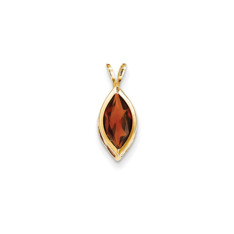 14K Yellow Gold 12x6mm Marquise Garnet bezel pendant