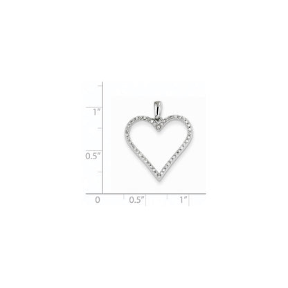 14k White Gold Real Diamond Heart Pendant