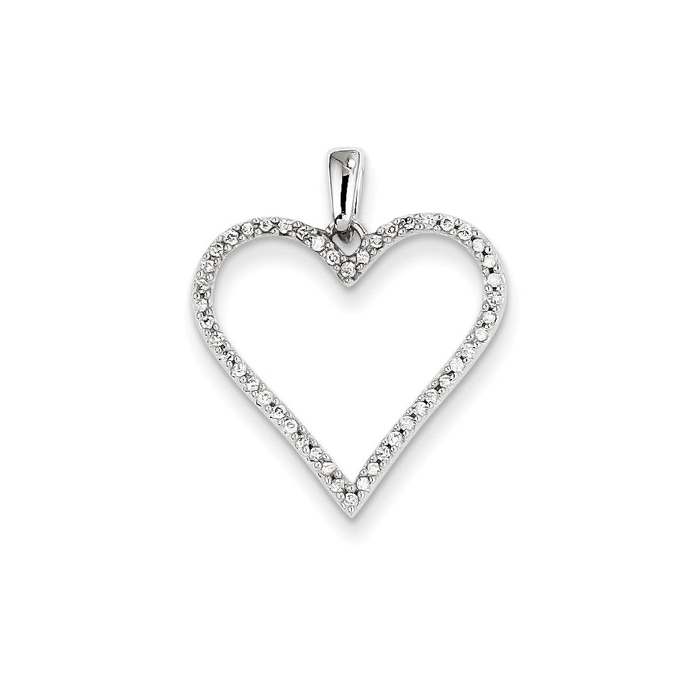 14k White Gold Real Diamond Heart Pendant
