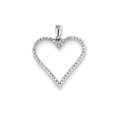 14k White Gold Real Diamond Heart Pendant