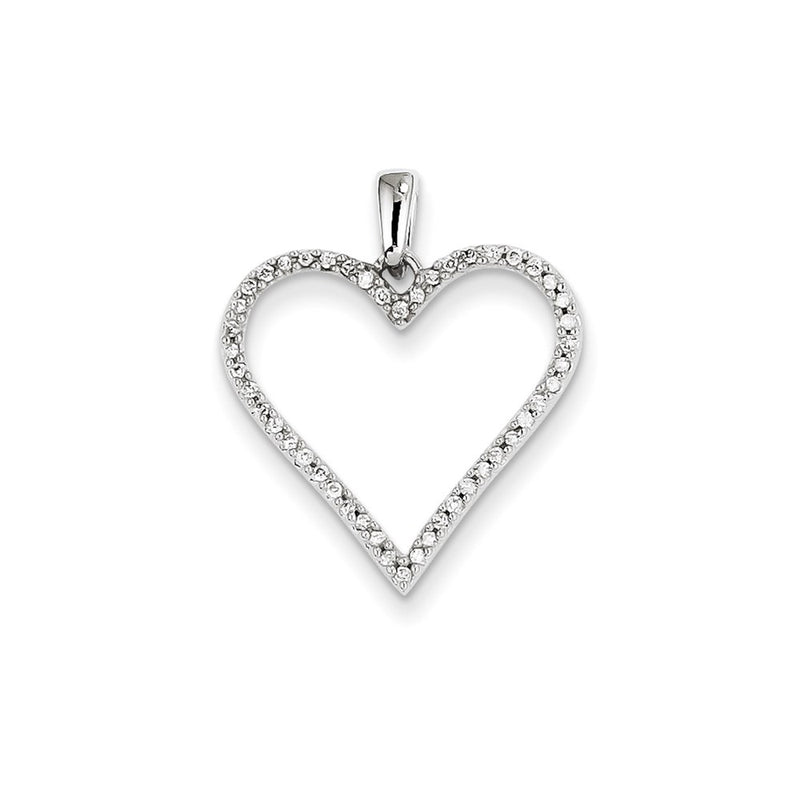 14k White Gold Real Diamond Heart Pendant