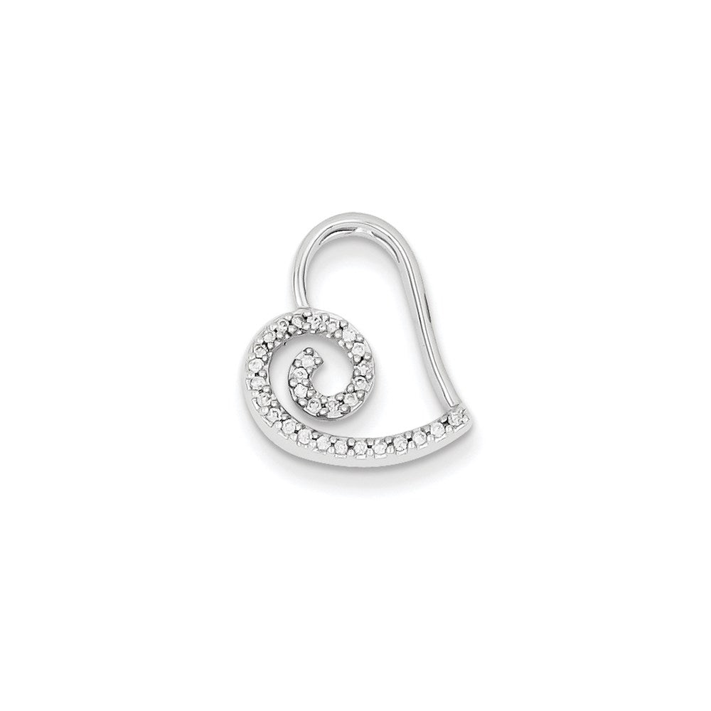 14k White Gold Real Diamond Heart Slide