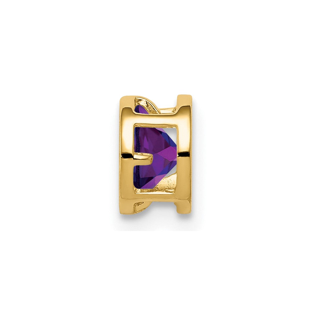 14K Yellow Gold 5mm Amethyst Checker bezel pendant