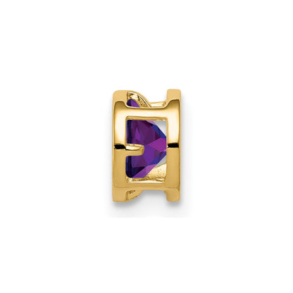 14K Yellow Gold 5mm Amethyst Checker bezel pendant