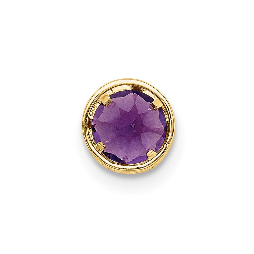 14K Yellow Gold 5mm Amethyst Checker bezel pendant