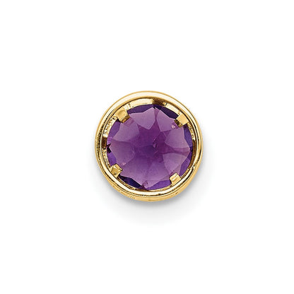 14K Yellow Gold 5mm Amethyst Checker bezel pendant