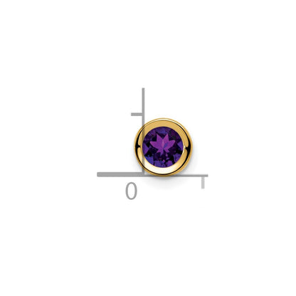 14K Yellow Gold 5mm Amethyst Checker bezel pendant
