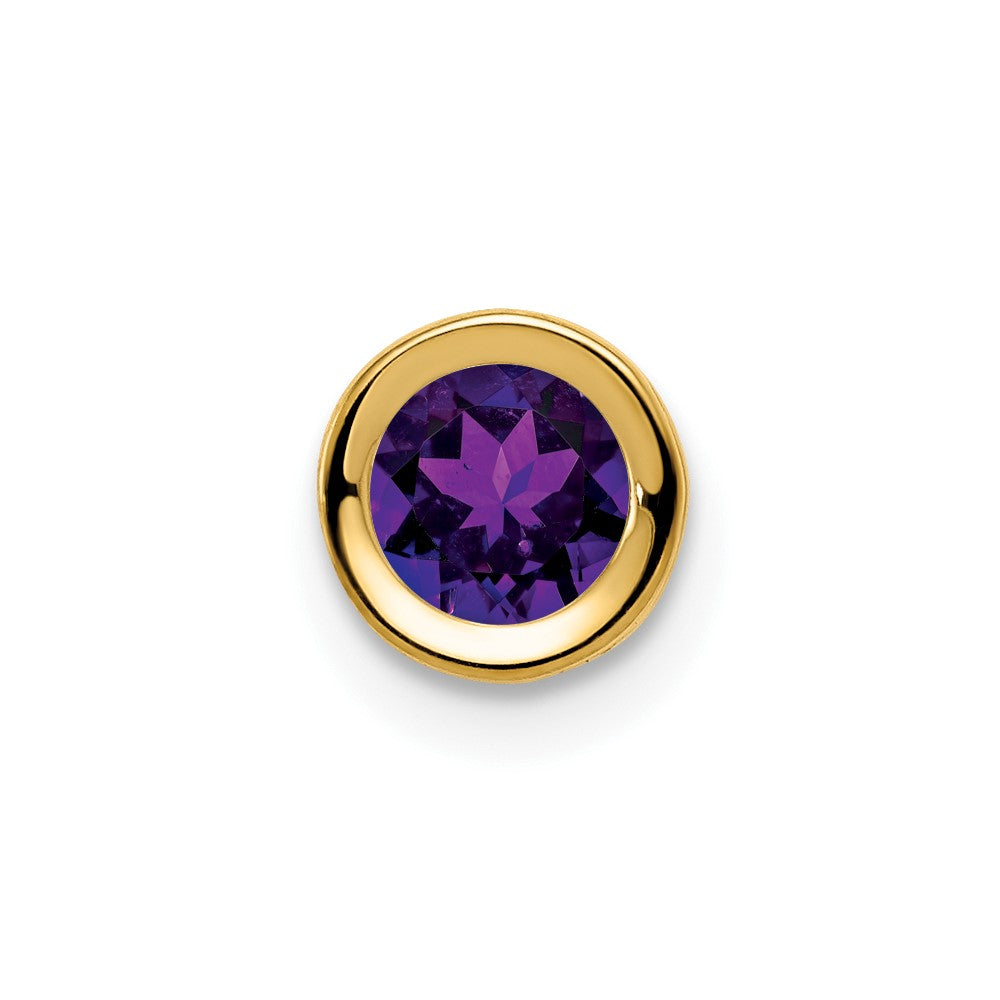 14K Yellow Gold 5mm Amethyst Checker bezel pendant
