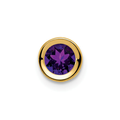 14K Yellow Gold 5mm Amethyst Checker bezel pendant
