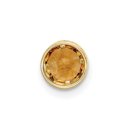 14K Yellow Gold 5mm Citrine bezel pendant