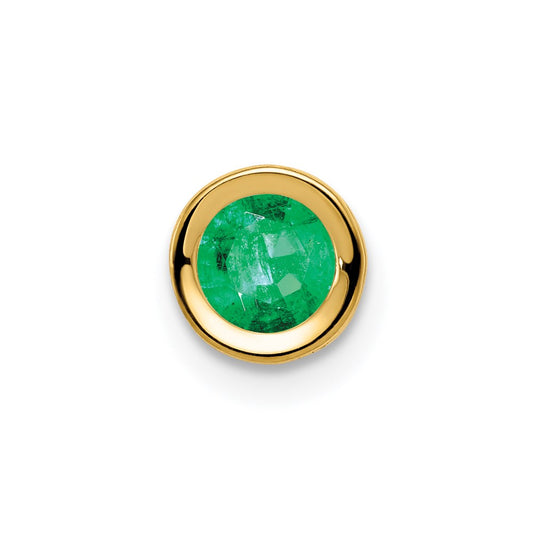 14K Yellow Gold 5mm Emerald bezel pendant