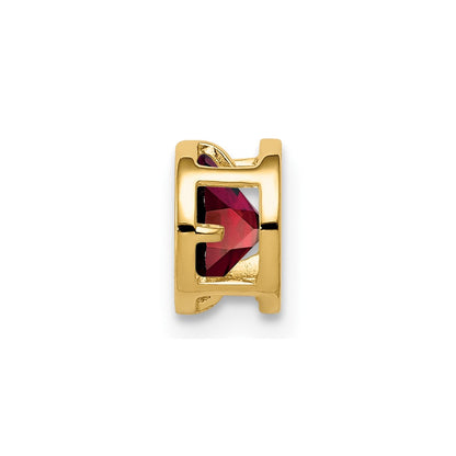 14K Yellow Gold 5mm Garnet bezel pendant