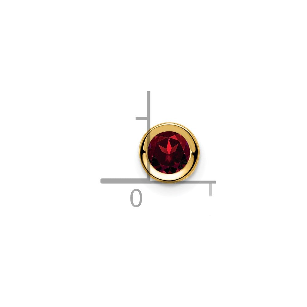 14K Yellow Gold 5mm Garnet bezel pendant