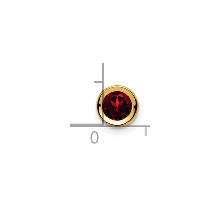 14K Yellow Gold 5mm Garnet bezel pendant