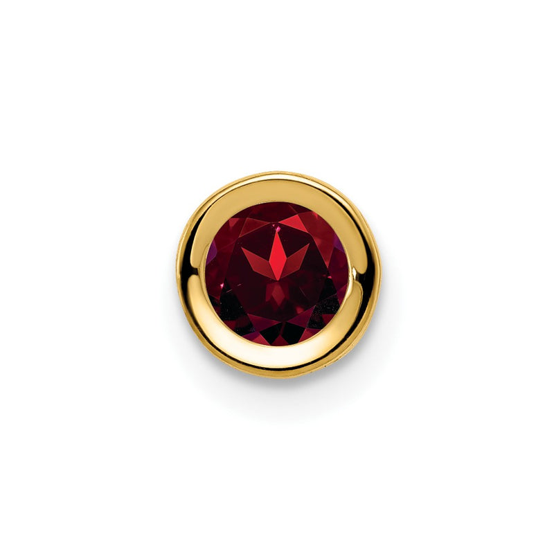 14K Yellow Gold 5mm Garnet bezel pendant