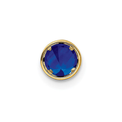 14K Yellow Gold 5mm Sapphire bezel pendant