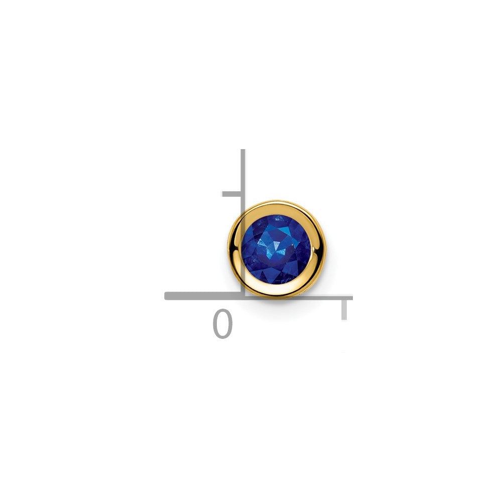 14K Yellow Gold 5mm Sapphire bezel pendant