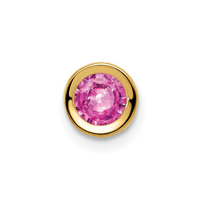 14k 5mm Pink Sapphire bezel Pendant