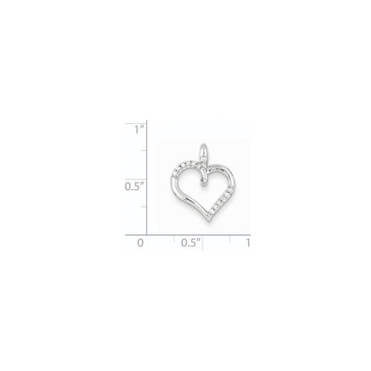 14k White Gold Real Diamond Heart Pendant