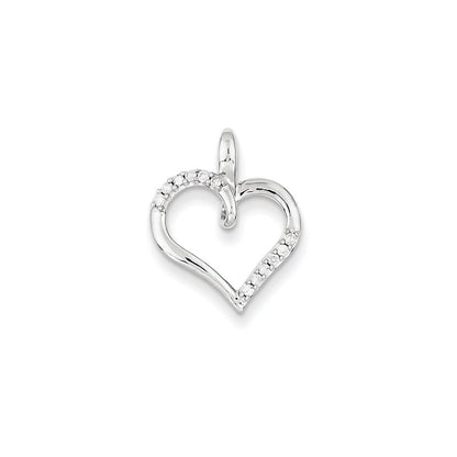 14k White Gold Real Diamond Heart Pendant